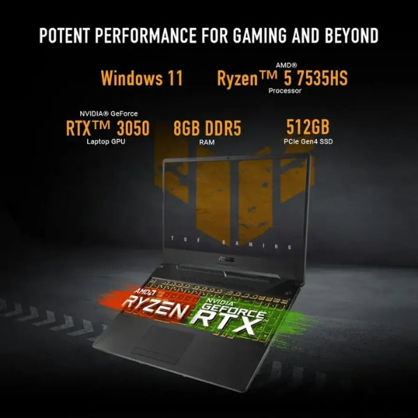 Laptop-ASUS-TUF-Gaming-A15-AMD-Ryzen-5-Series-7000-8GB-RAM-512GB-SSD-15,6-NVIDIA-GeForce-RTX-3050-Graphite-Black
