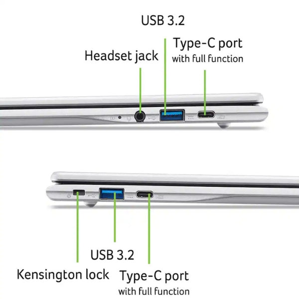 Laptop-Acer-Chromebook-315-Google-AI-MediaTek-Kompanio-540-4-GB-RAM-128-GB-eMMC-15,6-ARM-Mali-G52-Chrome-OS-Silver
