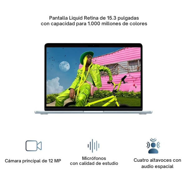 Laptop Apple MacBook Air 13 MDHK4LLA Pantalla 13.6 Liquid Retina IPS - M5 - 24GB Memoria - 1TB SSD - 10-Core GPU - Sky Blue