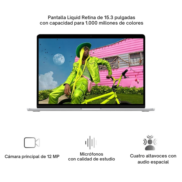 Laptop Apple MacBook Air 15 MDVC4LLA Pantalla 15.3 Liquid Retina IPS - M5 - 24GB Memoria - 1TB SSD - 10-Core GPU - Silver