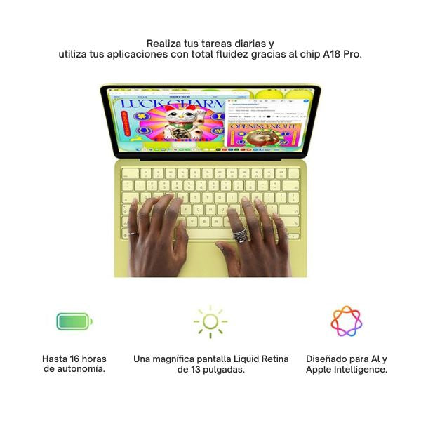 Laptop Apple MacBook Neo 13 MHFD4LLA Pantalla 13 - A18 Pro - 8GB Memoria - 256GB SSD - 5-Core GPU - Citrus