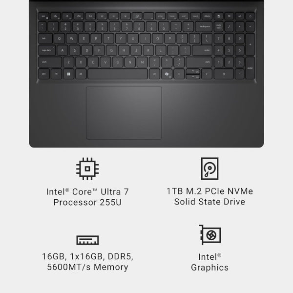 Laptop-Dell-15-D15260-Intel-Core-Ultra-7-255U-(2,0GHz)-16-GB-RAM-1-TB-SSD-15,6-Intel-Graphics-Carbon-Black