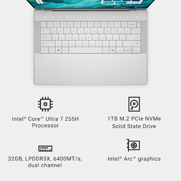 Laptop-Dell-Premium-3,2K-OLED-Touchscreen-Intel-Core-Ultra-7-255H-(2GHz)-32GB-RAM-1TB-SSD-14-Intel-Arc-Win-11-Home-Platinum
