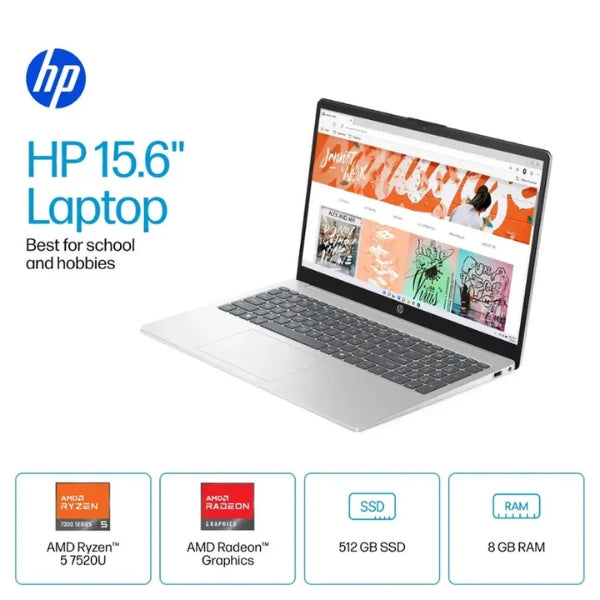 Laptop-HP-Touchscreen-AMD-Ryzen-5-7520U-(4,3GHz)-8GB-RAM-512GB-SSD-15,6-AMD-Radeon-Win-11-Natural-Silver