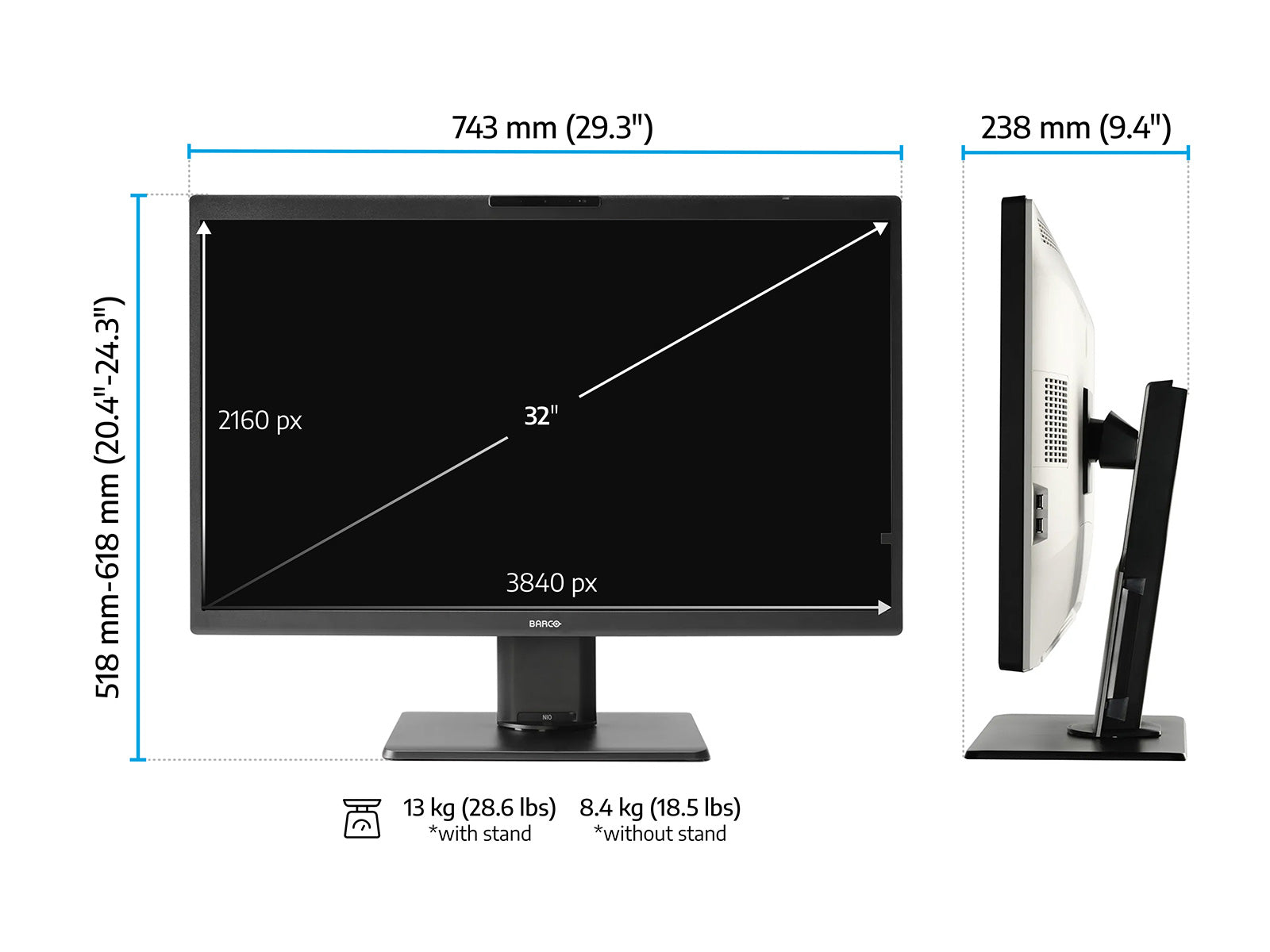 Monitor Médico Barco MDNC-8132 8MP – 32" – Color – Radiología Diagnóstica DICOM (7)