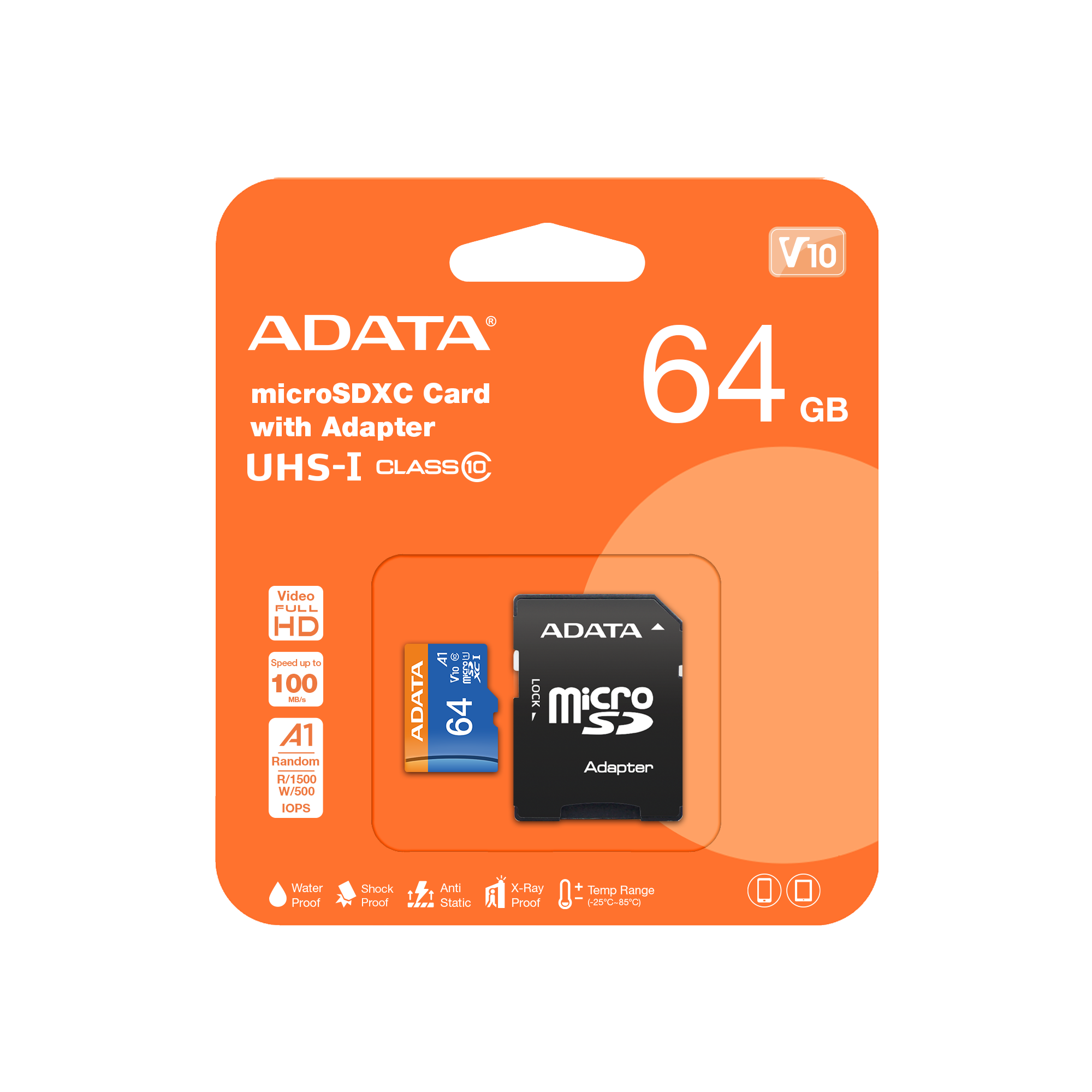 Memoria Adata 64GB Micro SD con adatador SD Class 10 A1