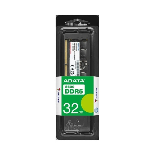 Memoria RAM - ADATA - 32GB - DDR5 - 5600MTs - SODIMM - CL46 - 1.1V - On-Die ECC - AD5S560032G-S - Vista