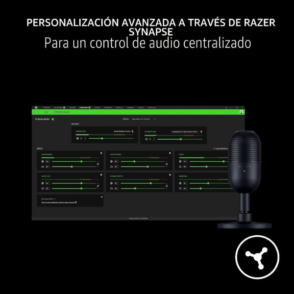 Micrófono - Gaming - Razer - Seiren - V3 - Mini - Condensador - USB - Supercardioide - Pulsar - para - Silenciar - Razer - Synapse - negro-