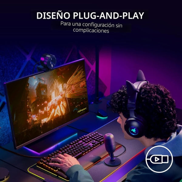 Micrófono - Gaming - Razer - Seiren - V3 - Mini - Condensador - USB - Supercardioide - Pulsar - para - Silenciar - Razer - Synapse - negro-