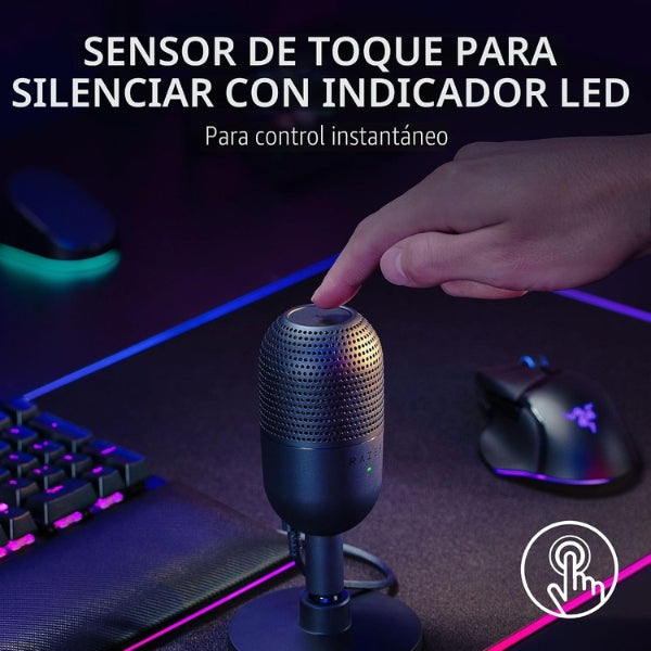 Micrófono - Gaming - Razer - Seiren - V3 - Mini - Condensador - USB - Supercardioide - Pulsar - para - Silenciar - Razer - Synapse - negro-