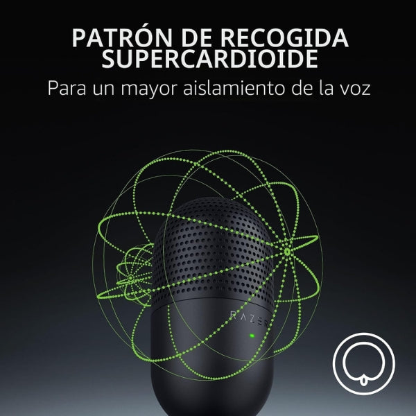Micrófono - Gaming - Razer - Seiren - V3 - Mini - Condensador - USB - Supercardioide - Pulsar - para - Silenciar - Razer - Synapse - negro-