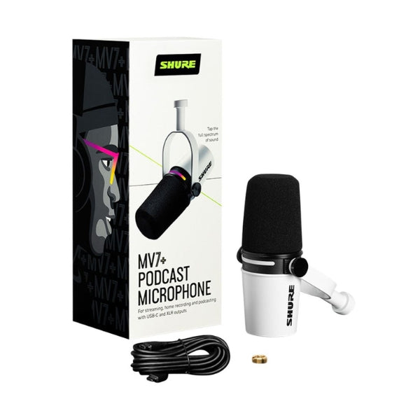 Micrófono-dinámico-Shure-MV7+-para-podcast-Blanco