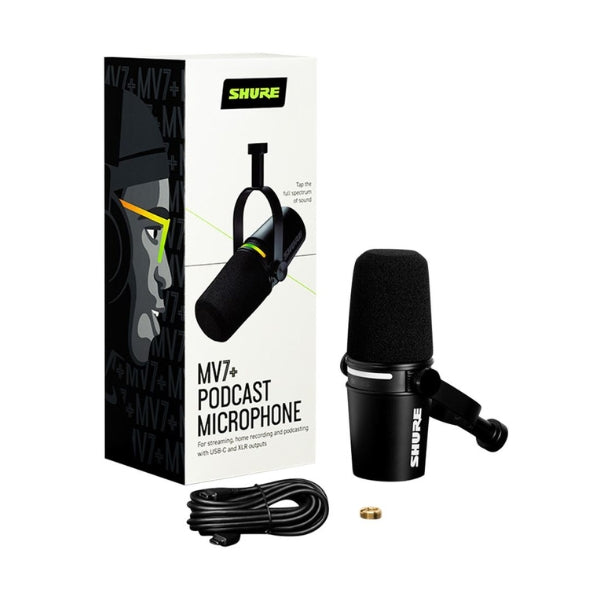 Micrófono-dinámico-Shure-MV7+-para-podcast-Negro