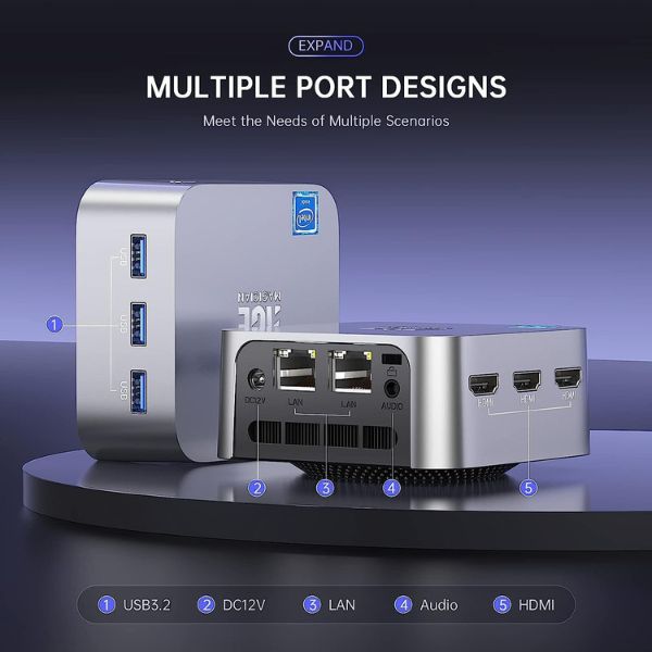 Mini PC ACEMAGICIAN N100, Intel 12ª generación, 12 GB RAM, SSD 256 GB,