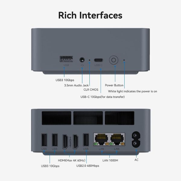 Mini PC Beelink EQi12 – Intel Core i5-1235U – 16 GB DDR4 – 500 GB SSD – Dual HDMI 4K – WiFi 6 – BT 5.2