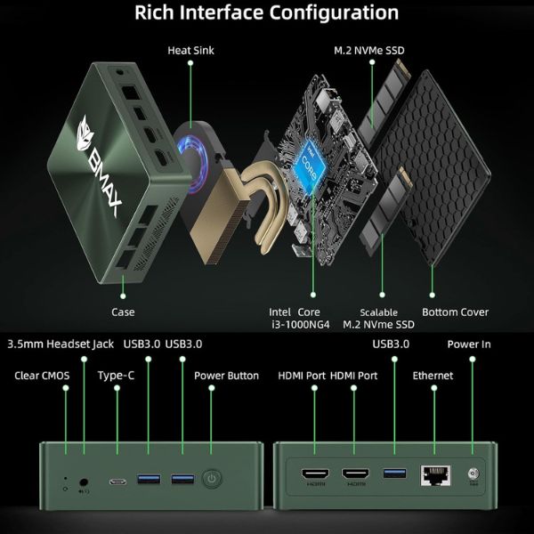 Mini PC Bmax B6 Plus Intel Core i3 1000NG4 12GB 512GB SSD