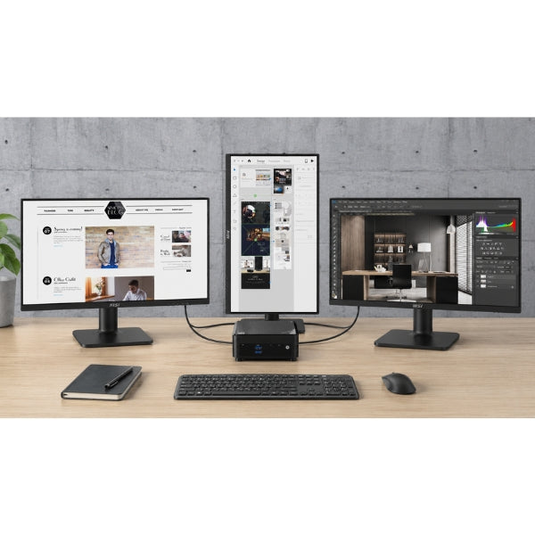 Mini PC - MSI - CUBI 5 - Core i5 1235U - Memoria Max 64GB - Ranuras para 2 SSD (Máx. 4TB) - Soporta para 3 monitores 4K - 6 USB - 1 HDMI - 1 DisplayPort - 2 LAN - 12M-015BUS