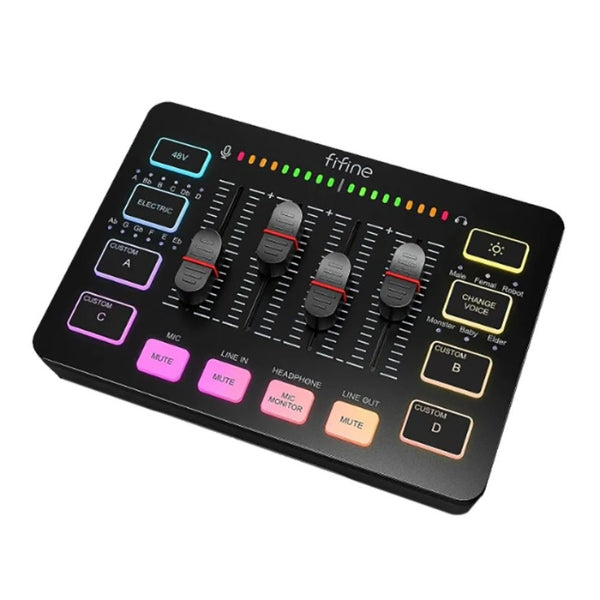 Mixer de Audio FiFine SC3 Gaming USB XLR 3.5mm Para Streaming y Podcast