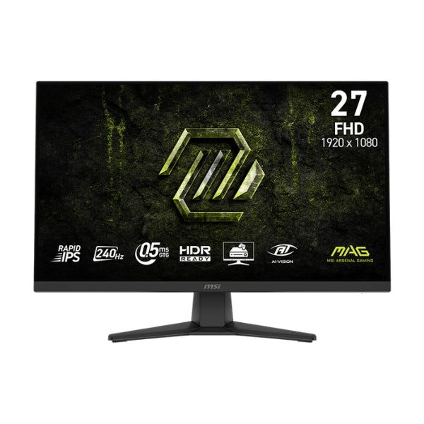 Monitor - Gaming - MSI - MAG 272F X24 - 27" - Full HD - 240Hz - 0.5ms GtG - Rapid IPS - HDR Ready - AMD FreeSync Premium - 2xHDMI + DP - Negro