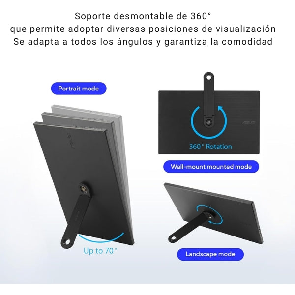 Monitor Portátil ASUS ZenScreen MB169CK 15.6 FHD IPS USB-C Mini-HDMI - Antirreflejo