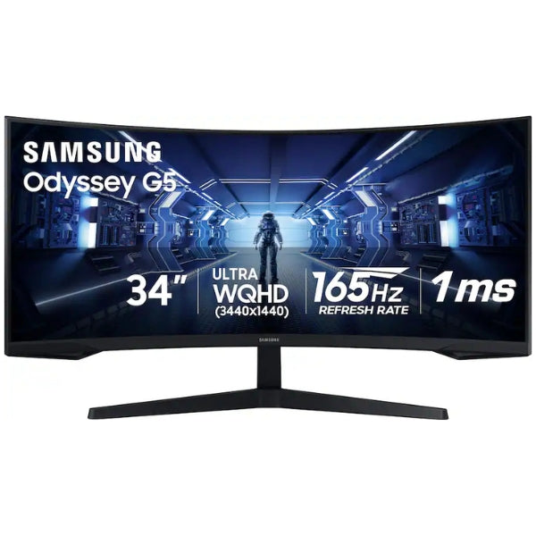 Monitor - Samsung - Odyssey - G5 - 34 - Curvo - WQHD - 165Hz - 1ms - FreeSync - Premium - HDR10 - Negro- front