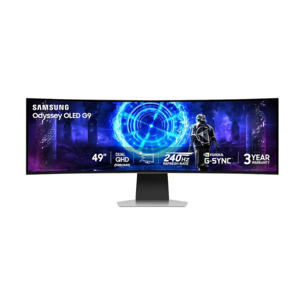 Monitor-Samsung-Odyssey-OLED-G9-LS49DG956SNXGO-49-Curvo-Dual-QHD-(5120-x-1440)-OLED-240-Hz-Silver