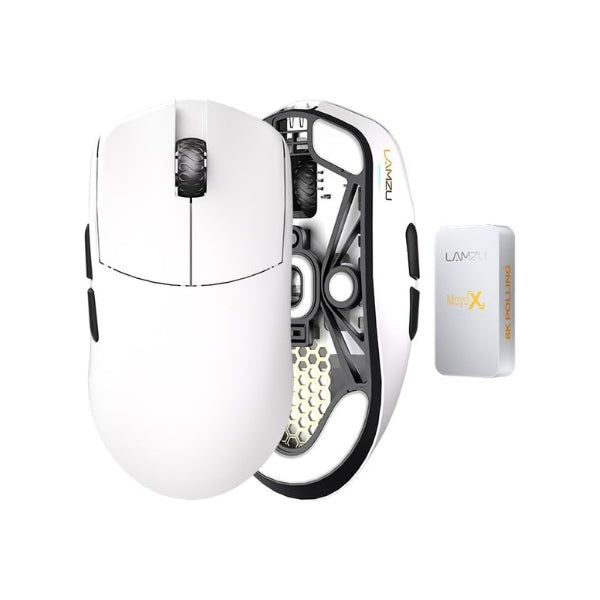 Mouse - Gaming - Lamzu - MAYA - X - Inalámbrico - Cableado - 8000Hz - Pixart - 3950 - Óptico - 4 - Botones - MAYA - X - WHITE - Blanco