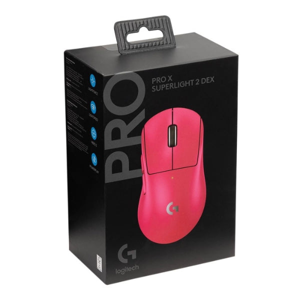 Mouse - Gaming - Logitech - PRO - X - SUPERLIGHT - 2 - DEX - Inalámbrico - Cableado - LIGHTSPEED - HERO - 2 - 32000 - DPI - 5 - Botones - 910-007371 - Magenta