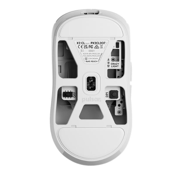 Mouse - Gaming - Pulsar - X2 - CrazyLight - Medium - Wireless - Uyuni - White - Inalámbrico - RF - USB - Óptico - XS-1 - 32000 - DPI - 1000Hz - 39g - PX2CL202 - Blanco