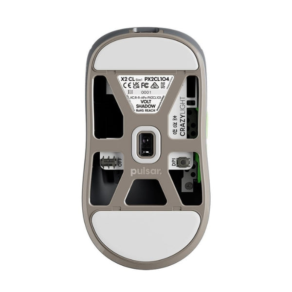 Mouse - Gaming - Pulsar - X2 - CrazyLight - Wireless - Volt - Shadow - Inalámbrico - RF - USB - Óptico - XS-1 - 32000 - DPI - 2.4GHz - 8K - Dongle - 35g - PX2CL104 - Gris
