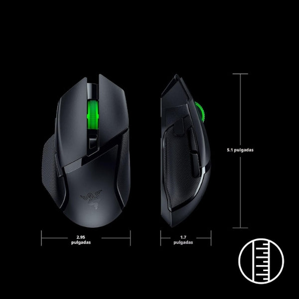 Mouse - Gaming - Razer - Basilisk - V3 - X - HyperSpeed - Inalámbrico - 18000 - DPI - 9 - Botones - Chroma - RGB - Negro - RZ01-04870100-R3U1-size
