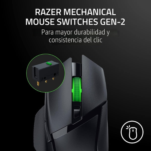 Mouse Gamer Razer Basilisk V3 X HyperSpeed - Inalámbrico - Sensor Óptico 18000 DPI - 9 Controles Programables - RZ01-04870100-R3U1 - Negro