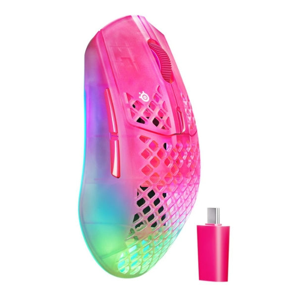 Mouse - Gaming - SteelSeries - Aerox - 3 - Wireless - Gen - 2 - Haze - Inalámbrico - Bluetooth - RF - RGB - TrueMove - 26K - 26000 - DPI - 4000Hz - 62716 - Rosado