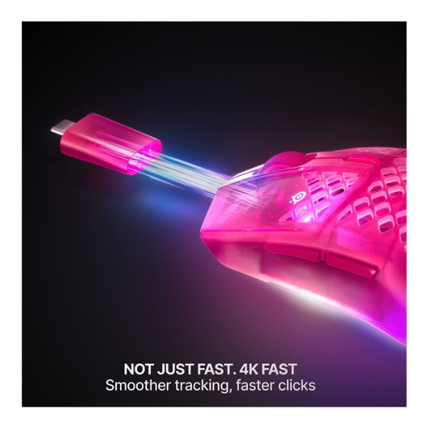 Mouse - Gaming - SteelSeries - Aerox - 3 - Wireless - Gen - 2 - Haze - Inalámbrico - Bluetooth - RF - RGB - TrueMove - 26K - 26000 - DPI - 4000Hz - 62716 - Rosado