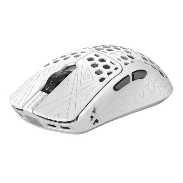 Mouse - Gaming - TENKO - AKITSU - Medium - Carbon - Fiber - 8K - Wireless - Blanco - Inalámbrico - RF - USB - Óptico - Pixart - 3950 - 30000 - DPI - 8000Hz - 50 - Horas - 40g - AR-25-AKITSUM-W - Blanco