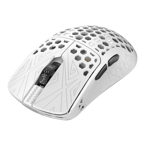 Mouse - Gaming - TENKO - AKITSU - Medium - Carbon - Fiber - 8K - Wireless - Blanco - Inalámbrico - RF - USB - Óptico - Pixart - 3950 - 30000 - DPI - 8000Hz - 50 - Horas - 40g - AR-25-AKITSUM-W - Blanco