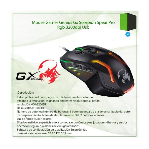 Mouse-Genius-Gamer-Scorpion-Spear-RS2-Optico-descripcion