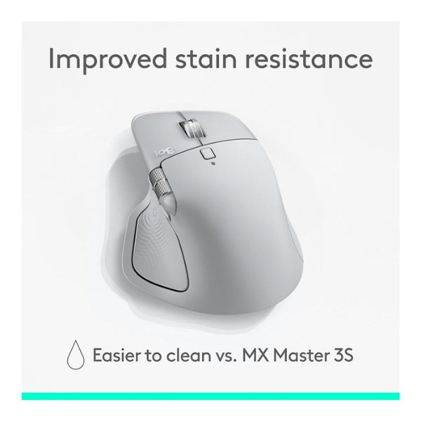 Mouse - Logitech - MX - Master - 4 - Wireless - Ergonómico - Bluetooth - USB-C - Bolt - Darkfield - 8000 - DPI - MagSpeed - 8 - Botones - 910-007559 - Pale - Gray