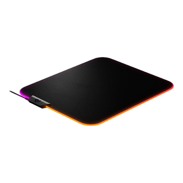 Mousepad - Gaming - SteelSeries - QcK - Prism - Cloth - Medium - RGB - Tela - Base - de - Goma - 63825 - Negro