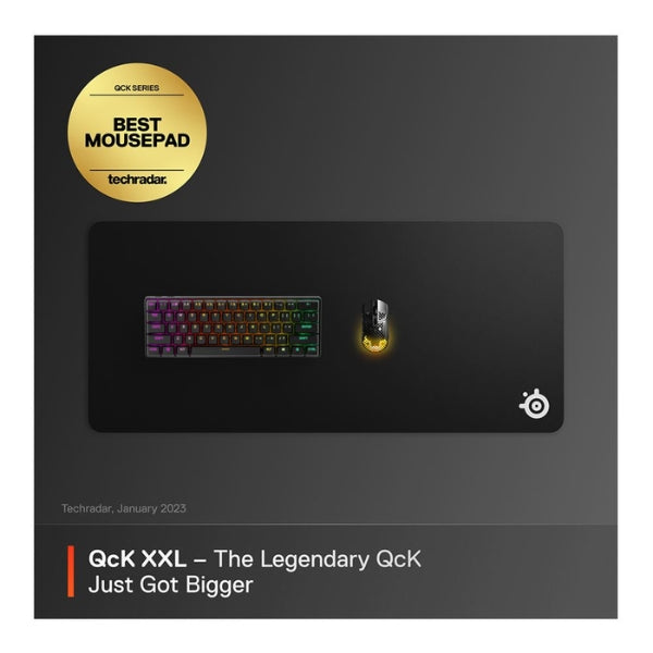 Mousepad - Gaming - SteelSeries - QcK - XXL - 2XL - Tela - Base - de - Goma - Water - Resistant - Tear - Resistant - Wear - Resistant - 63429 - Negro