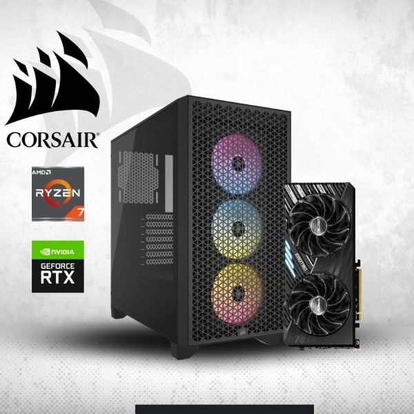 PC Computador Corsair AMD Ryzen 7 5800X - Refrigeración Líquida - 32GB DDR4 - SSD 960GB - Gráficos Radeon RX 7600 XT 16GB - Fuente 850W Bronce - Case Corsair 3000D