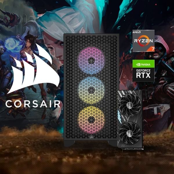 PC Computador Corsair AMD Ryzen 7 5800X - Refrigeración Líquida - 32GB DDR4 - SSD 960GB - Gráficos Radeon RX 7600 XT 16GB - Fuente 850W Bronce - Case Corsair 3000D