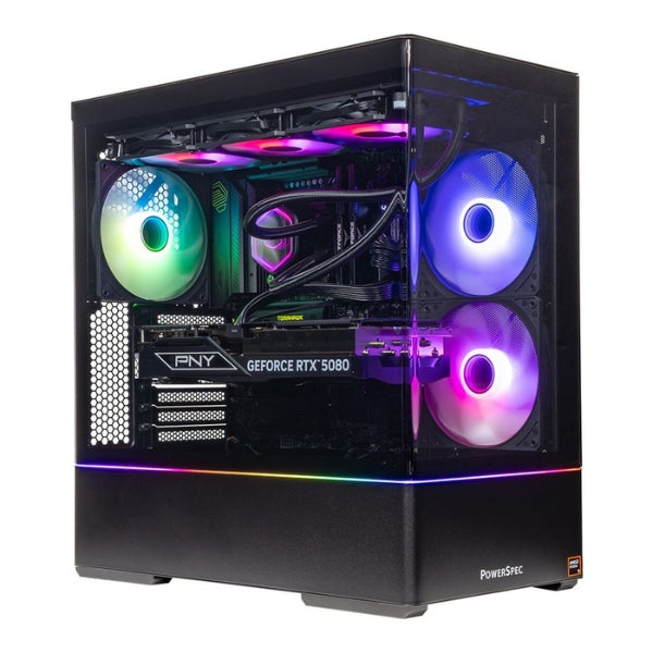 PC - Gaming - PowerSpec - G913 - AMD Ryzen 9 9900X3D - NVIDIA RTX 5080 16GB GDDR7 - 64GB DDR5-6000 - 2TB NVMe SSD - WiFi 7 - Bluetooth 5.4 - Windows 11 Home - Negro - 916445