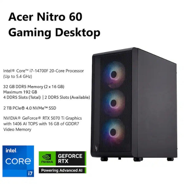 Pc-Gaming-Acer-Nitro-60-Intel-Core-i7-14700F-(5,4-GHz)-32-GB-DDR5-2-TB-SSD-NVIDIA-GeForce-RTX-5070-Ti-16-GB-850-W-Win-11-Home-Negro