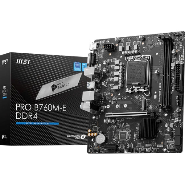 Placa - Madre - MSI - PRO - B760M-E - DDR4 - Micro - ATX - LGA1700 - 14th - 13th - 12th - Gen - 64GB - DDR4 - M.2 - PCIe - 4.0 - HDMI - VGA-box