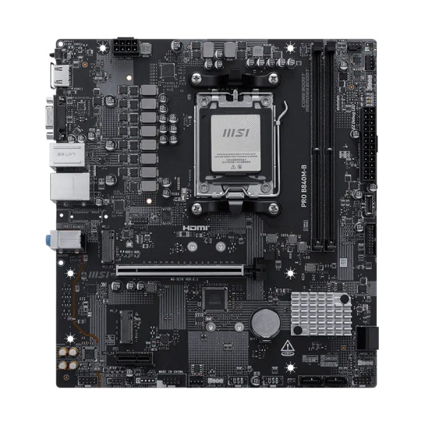 Placa - Madre - MSI - PRO - B840M-B - Micro - ATX - AM5 - AMD - B840 - DDR5 - 128GB - M.2 - PCIe - 4.0 - LAN - 2.5G - 911-7E76-002-front