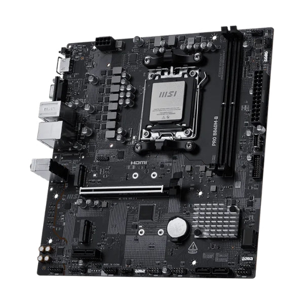 Placa - Madre - MSI - PRO - B840M-B - Micro - ATX - AM5 - AMD - B840 - DDR5 - 128GB - M.2 - PCIe - 4.0 - LAN - 2.5G - 911-7E76-002-diagonal2