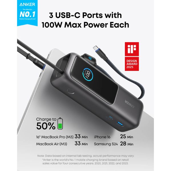Power-Bank-Anker-65W-con-USB-C-Integrado-y-Cable-Retráctil