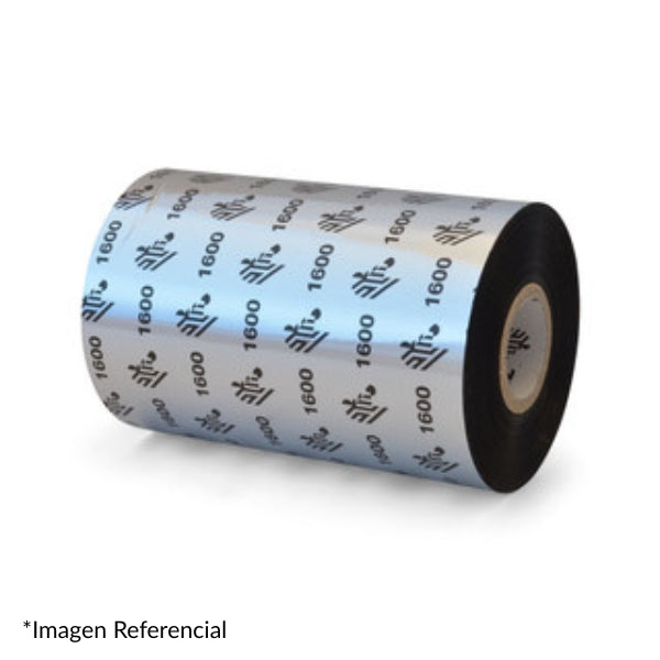 Ribbon - Zebra 1600 - Wax - 110mm x 450m - Core 25mm - Negro - 01600BK11045