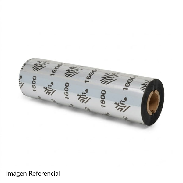 Ribbon - Zebra 1600 - Wax - 110mm x 70m - Core 12mm - Negro - Caja 24 Unidades - 01600GS11007
